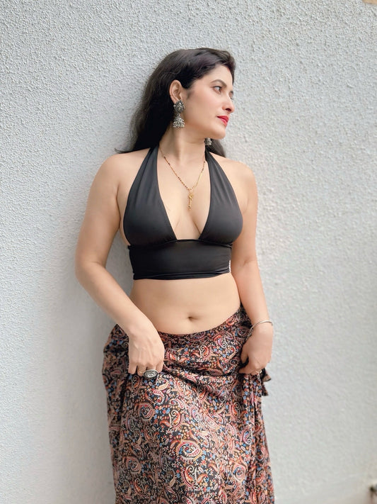 Black Halter Neck Crop Top – Bold & Chic