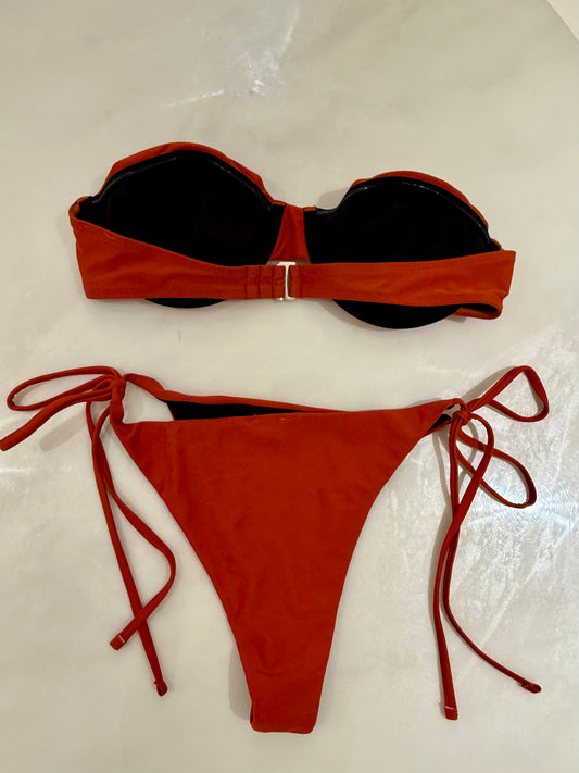 Chic Terracotta Bandeau Bikini Set