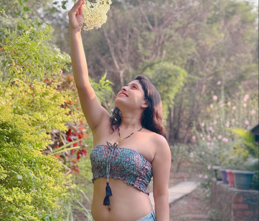 Boho Smocked Bandeau Crop Top