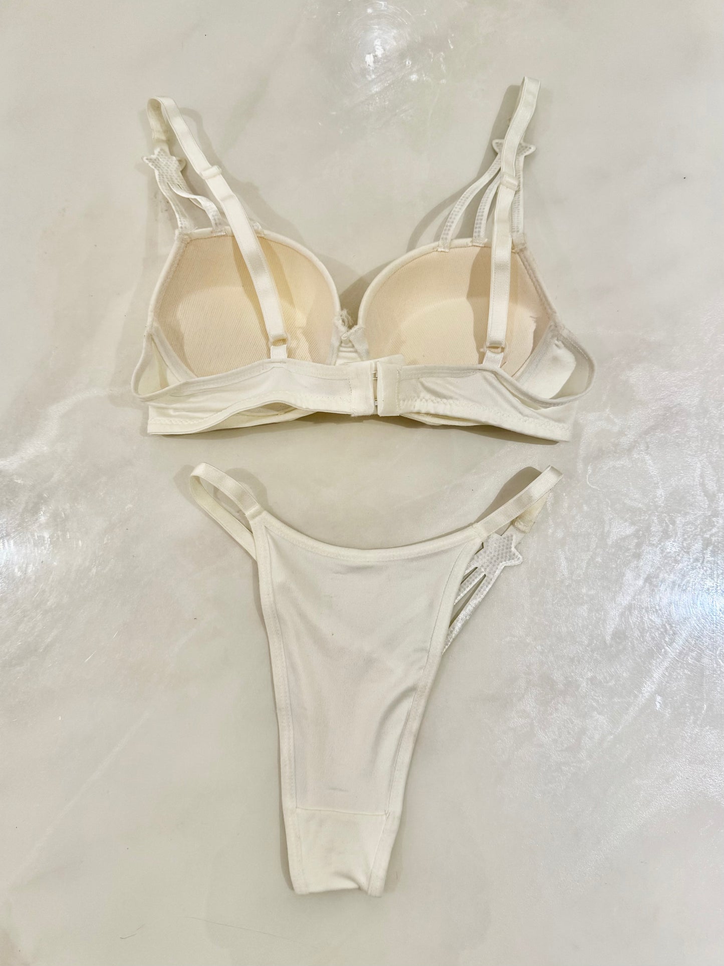 Elegant White Star-Embellished Lingerie Set
