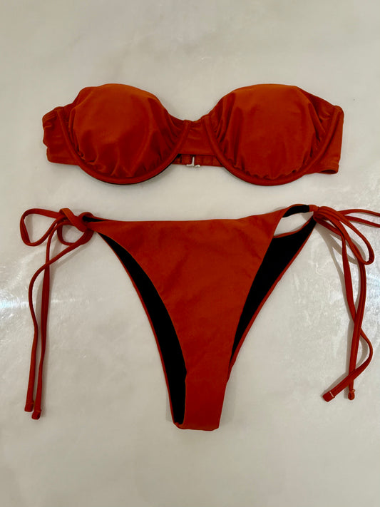 Chic Terracotta Bandeau Bikini Set